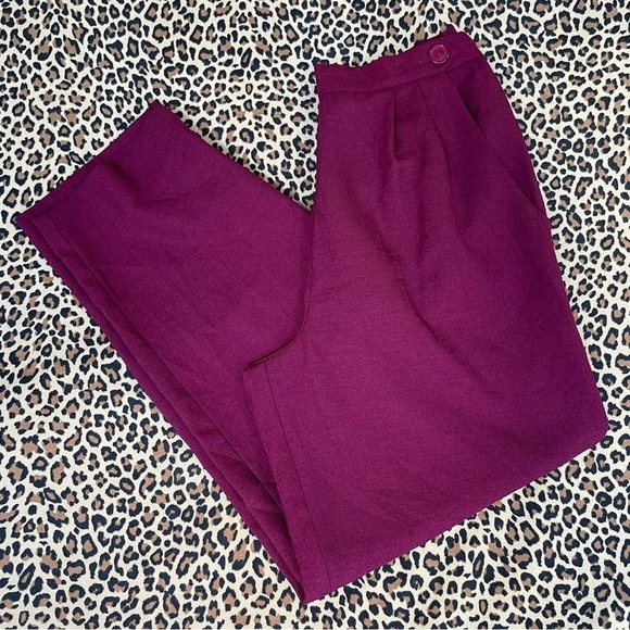 Vintage Plaza South Petite High Waisted Red Pleated Pants Pockets Button Closure - Picture 1 of 6